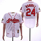Indians 24 Manny Ramirez White 1995 Cooperstown Collection Cool Base Jersey Dzhi,baseball caps,new era cap wholesale,wholesale hats